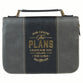 Bible Cover Medium: I Know the Plans (Jer. 29:11), Black/Gray