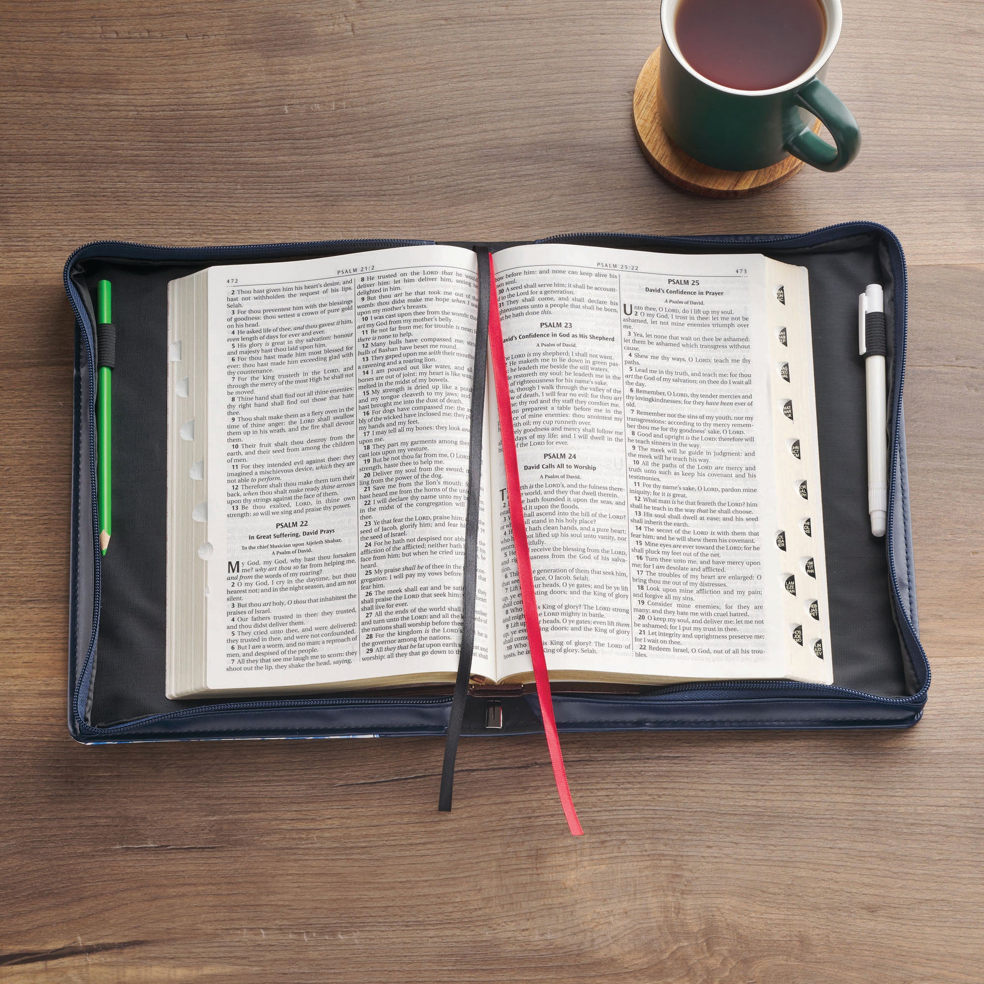 Bible Cover Medium: Trust in the Lord (Proverbs 3:5), Blue Botany Collection