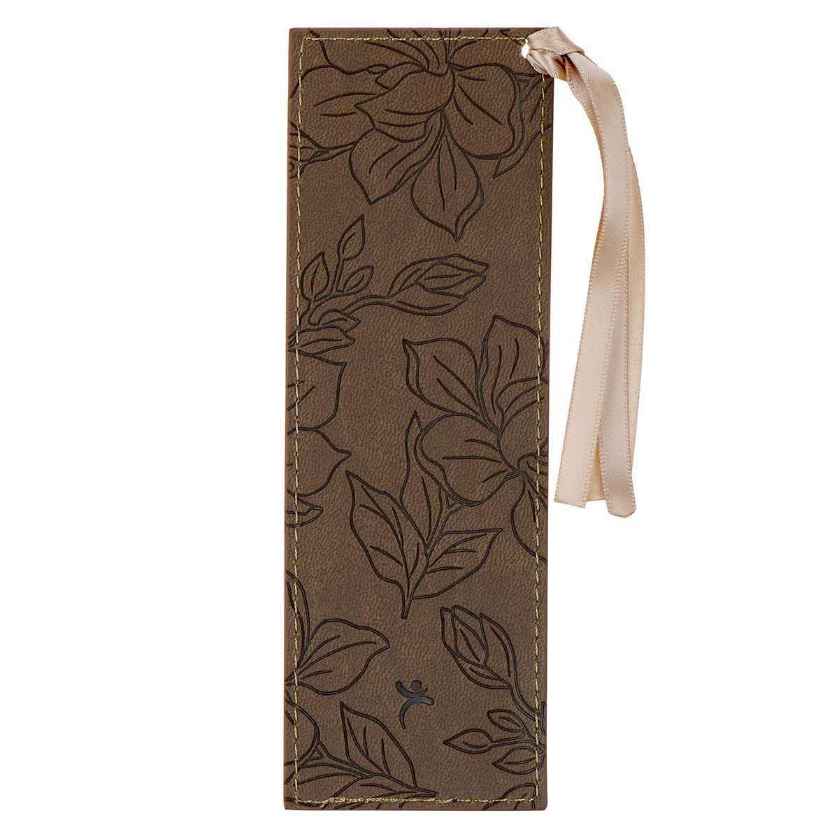 Bookmark with Ribbon: God Works for Good (Romans 8:28) Brown (White Magnolia Collection)