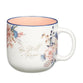 Ceramic Mug (414 ml): Be Still (Ps. 46:10) Peach Floral, Foil accents (Peaceful Peach Blossoms Collection)