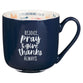 Ceramic Mug (414 ml): Rejoice, Always (1 Thess. 5:16-18), Navy (Grateful Garden Collection)