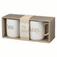 Ceramic Mug Set (414 ml): Mr & Mrs (1 Cor 13:4) white, foil accents (Ivory Love Collection)
