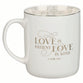 Ceramic Mug Set (414 ml): Mr & Mrs (1 Cor 13:4) white, foil accents (Ivory Love Collection)