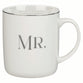 Ceramic Mug Set (414 ml): Mr & Mrs (1 Cor 13:4) white, foil accents (Ivory Love Collection)