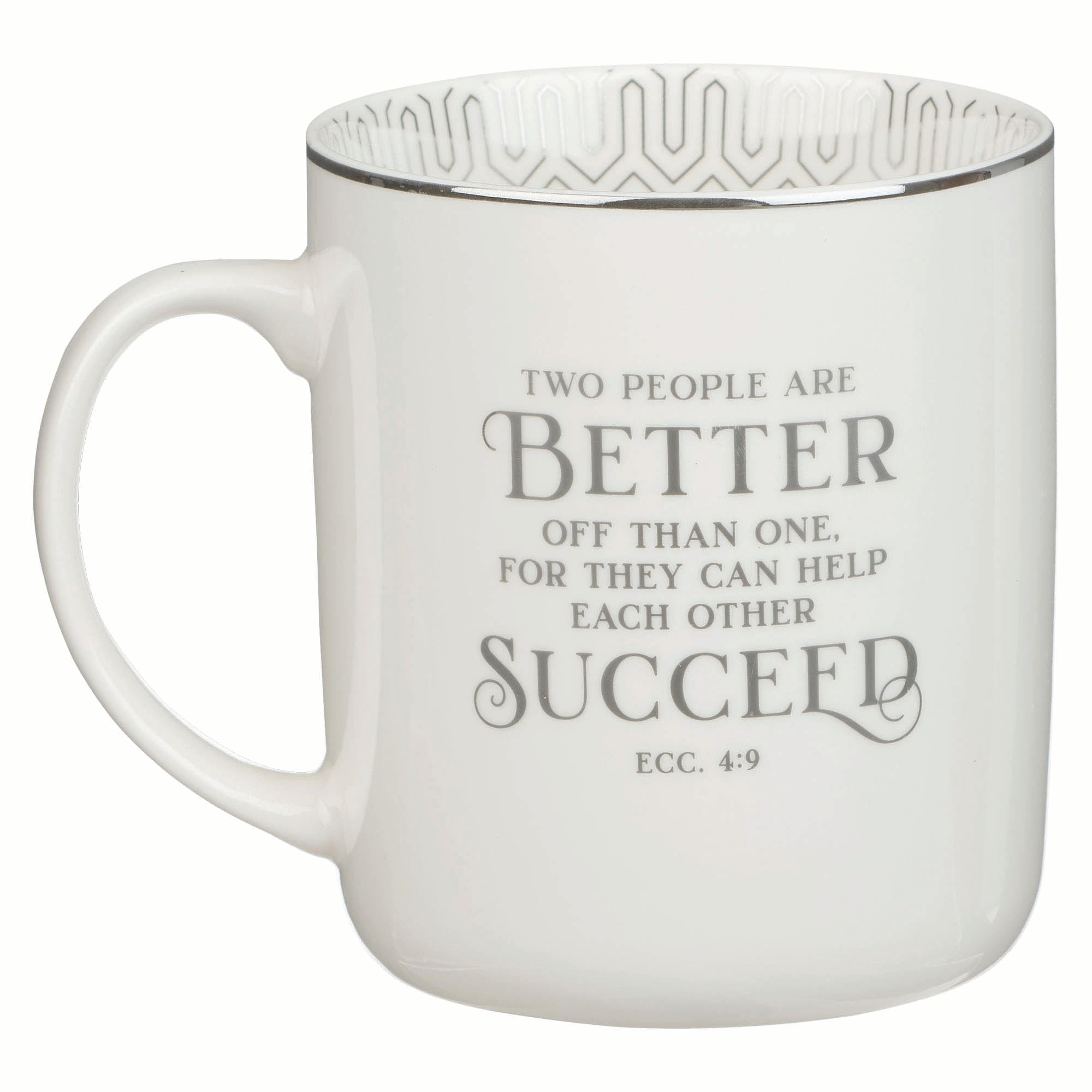 Ceramic Mug Set (414 ml): Mr & Mrs (1 Cor 13:4) white, foil accents (Ivory Love Collection)