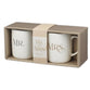 Ceramic Mug Set (414 ml): Mr & Mrs (1 Cor 13:4) white, foil accents (Ivory Love Collection)