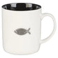 Ceramic Mug (414 ml): Metal Jesus Badge (Matthew 28:19), white/black inside