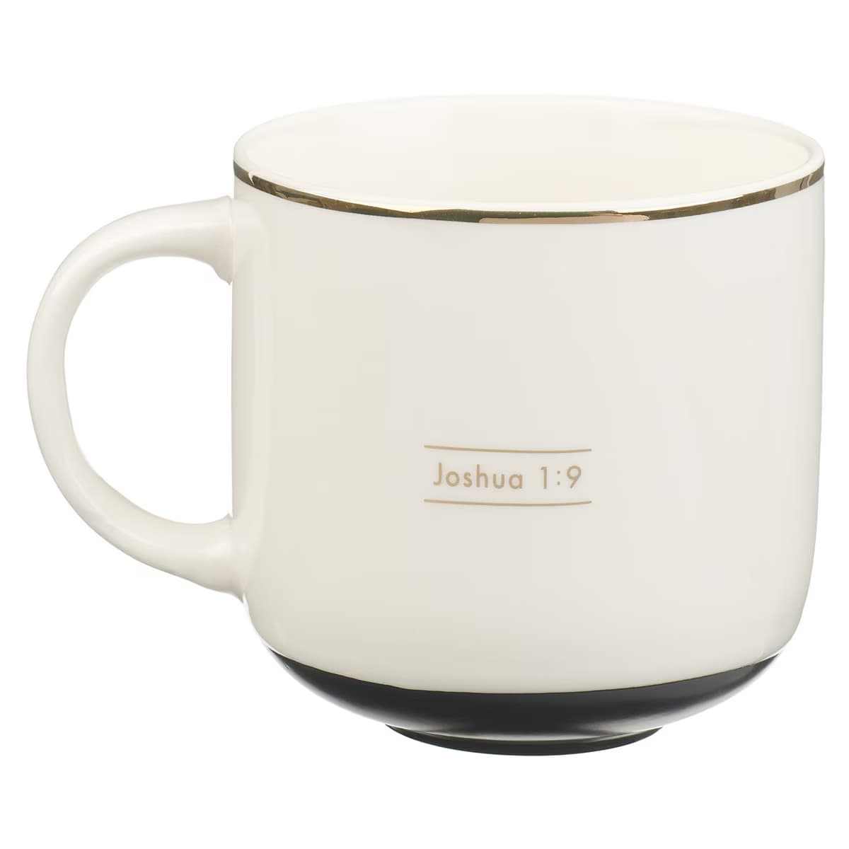 Ceramic Mug (414 ml): Wherever You Go Josh. 1:9, White/Black bottom, Foil accents