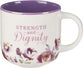 Ceramic Mug (414 ml): Strength and Dignity Prov. 31:25, foil accents (Purple Rose Collection)