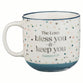 Ceramic Mug (414 ml): Bless You and Keep You (Numb. 6:24) Blue Confetti, foil accents (Bless You Teal Teacher Appreciation Collection)