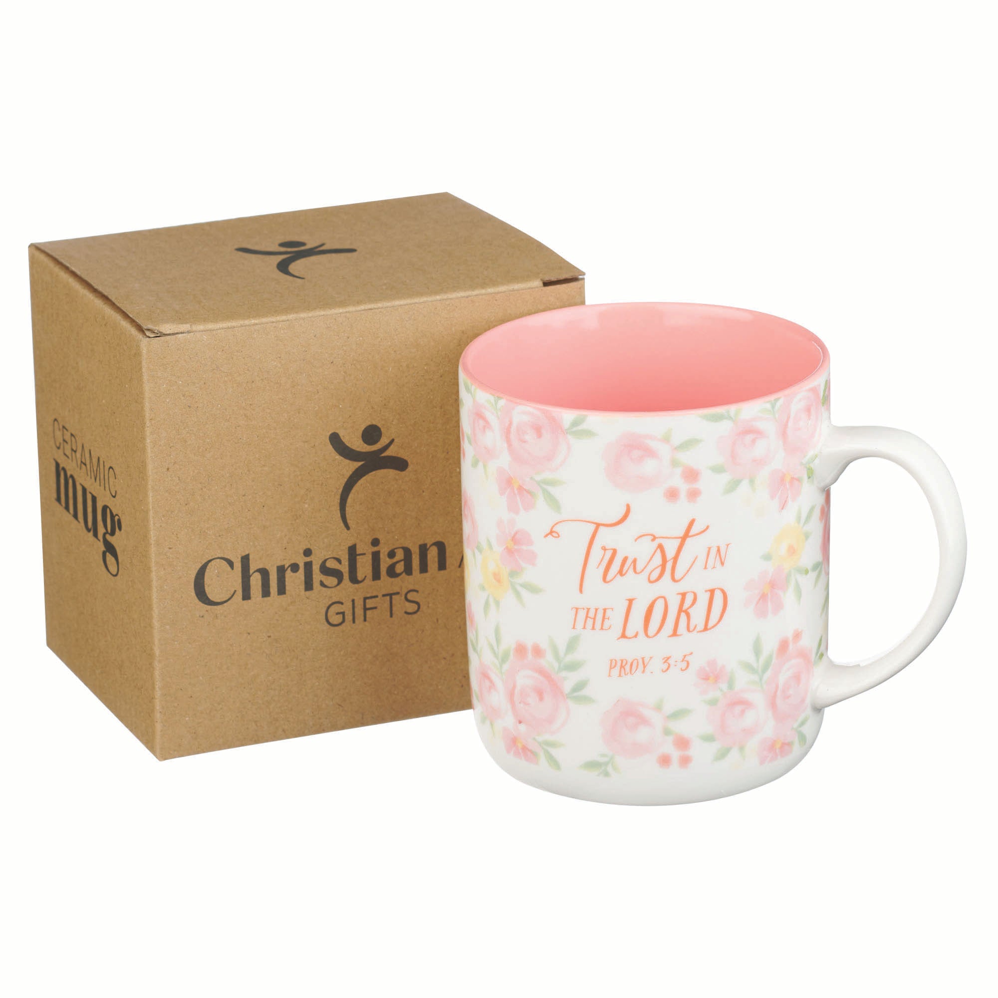 Ceramic Mug (414 ml): Trust in the Lord (Prov. 3:5), Pink Floral