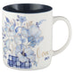 Ceramic Mugs (Set Of 4) 414ml: Faith Hope Love (Blue Checkered Floral Collection)