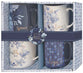 Ceramic Mugs (Set Of 4) 414ml: Faith Hope Love (Blue Checkered Floral Collection)