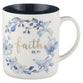 Ceramic Mugs (Set Of 4) 414ml: Faith Hope Love (Blue Checkered Floral Collection)