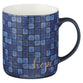 Ceramic Mugs (Set Of 4) 414ml: Faith Hope Love (Blue Checkered Floral Collection)