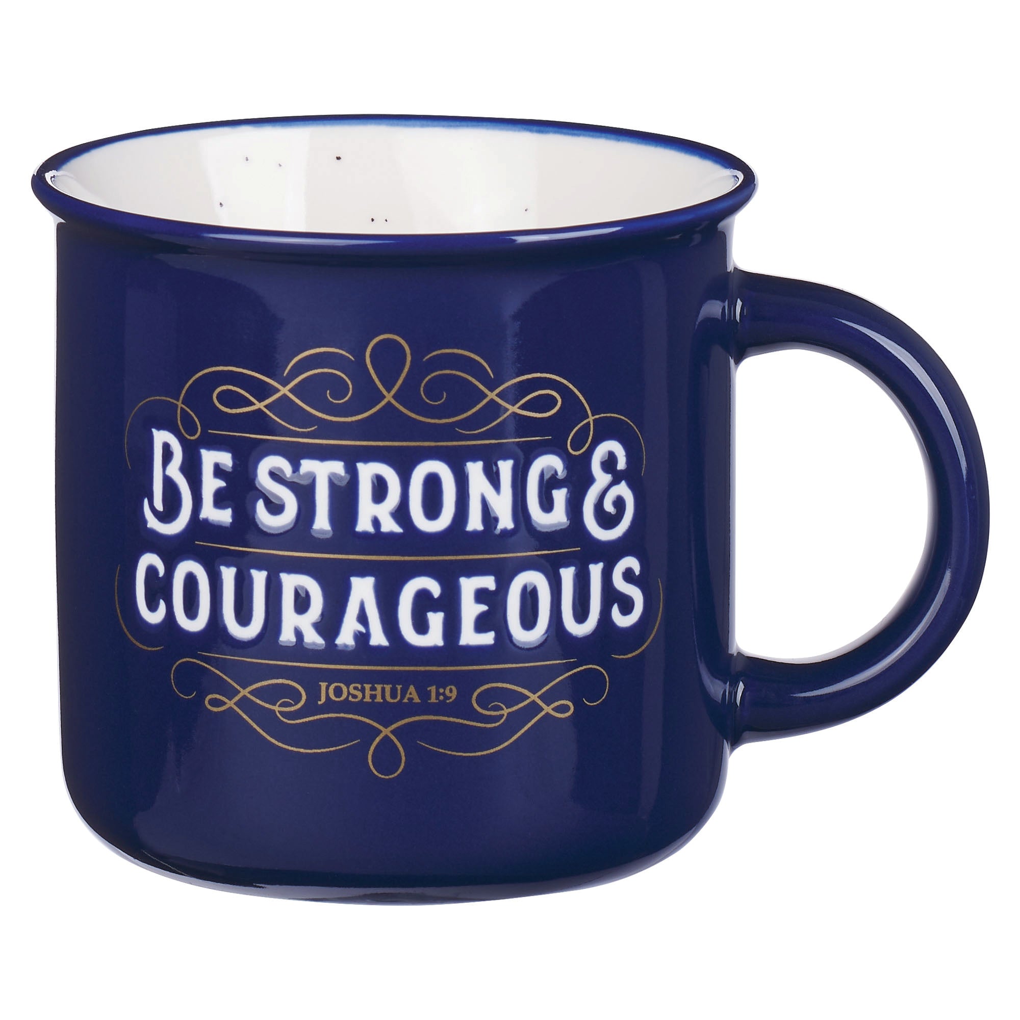 Ceramic Mug (384 ml): Strong & Courageous (Josh. 1:9), Navy