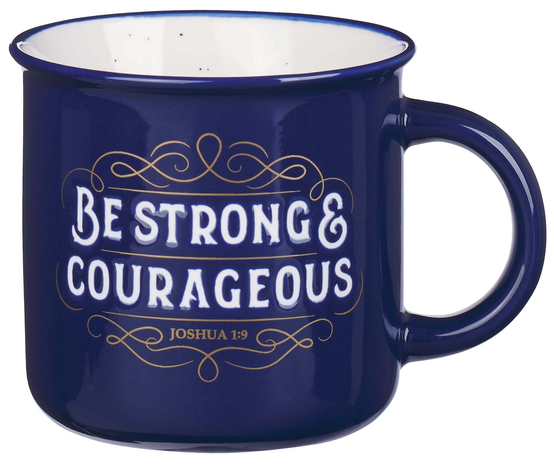 Ceramic Mug (384 ml): Strong & Courageous (Josh. 1:9), Navy