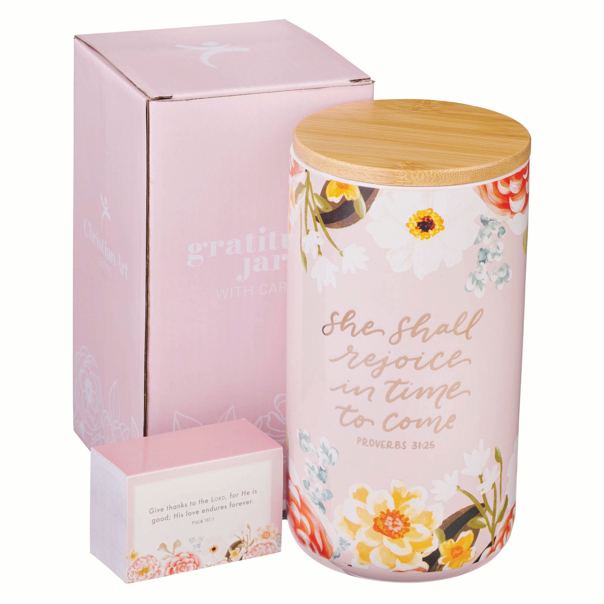 Gratitude Jar With Cards: She Shall Rejoice (Prov. 31:25)  Margo Collection