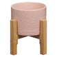 Ceramic Planter Pot with Bamboo Stand: Peach Floral, Phil. 1:6 (Sophia Collection)