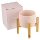 Ceramic Planter Pot with Bamboo Stand: Peach Floral, Phil. 1:6 (Sophia Collection)