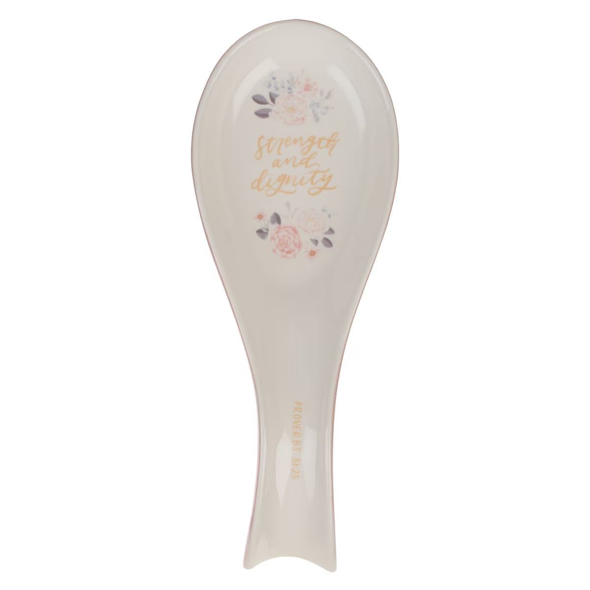 Ceramic Spoon Rest: Strength & Dignity, Prov. 31:25 (Margo Collection)