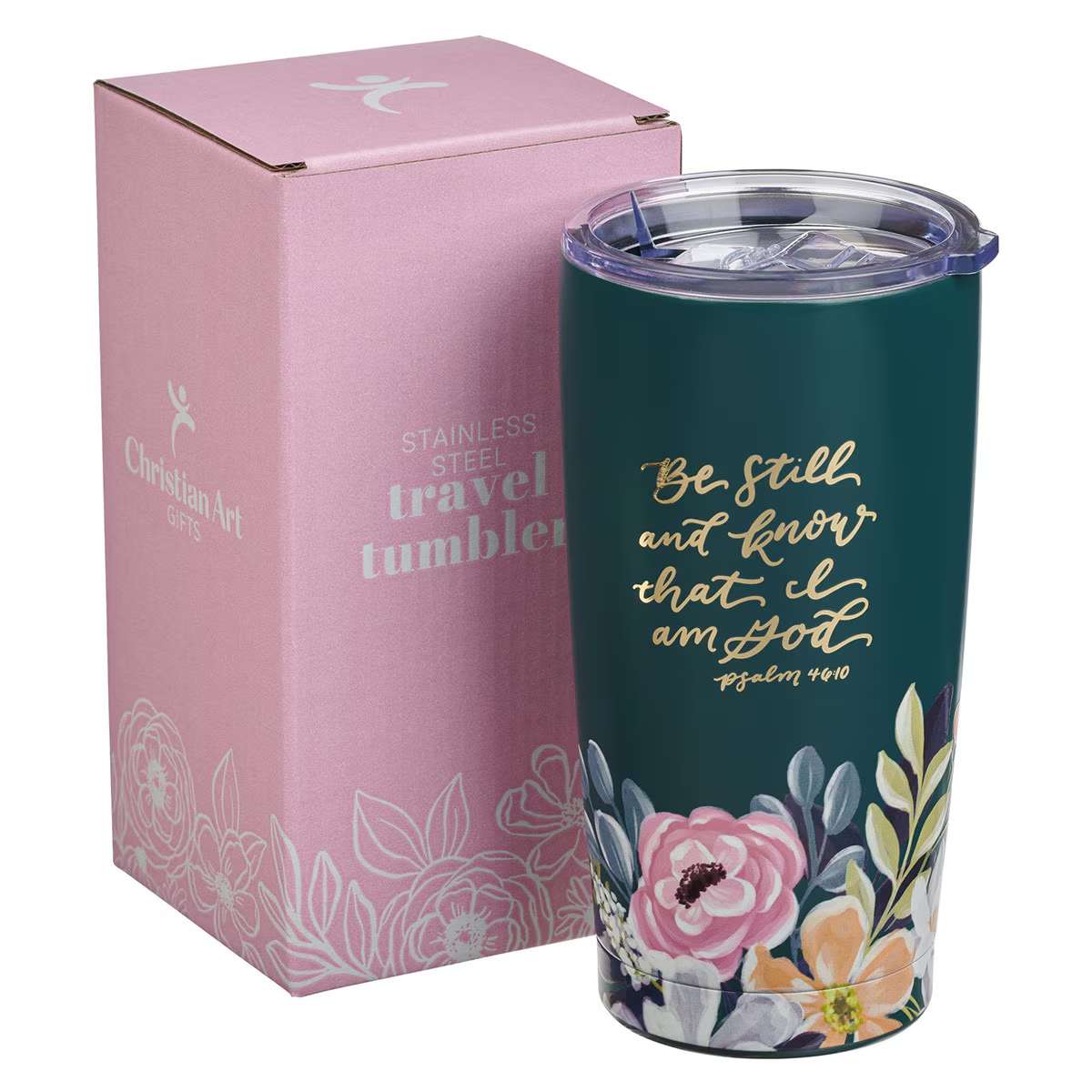 Stainless Steel Mug (532 ml): Be Still (Ps. 46:10), Teal (Ally Collection)