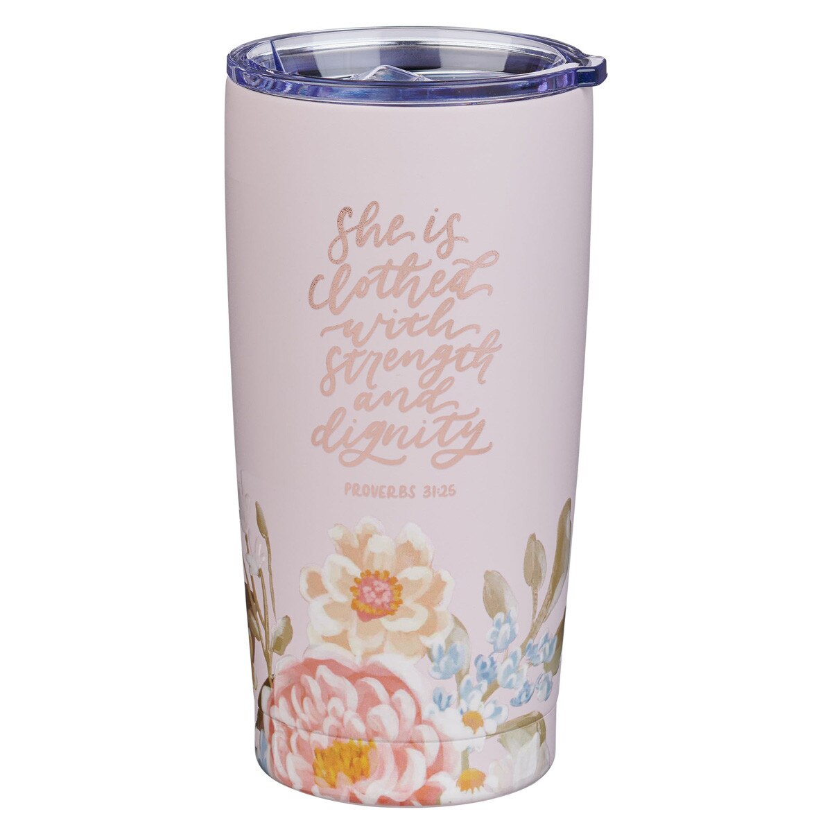 Stainless Steel Mug (532 ml): Strength & Dignity (Prov. 31:25), Pink (Margo Collection)