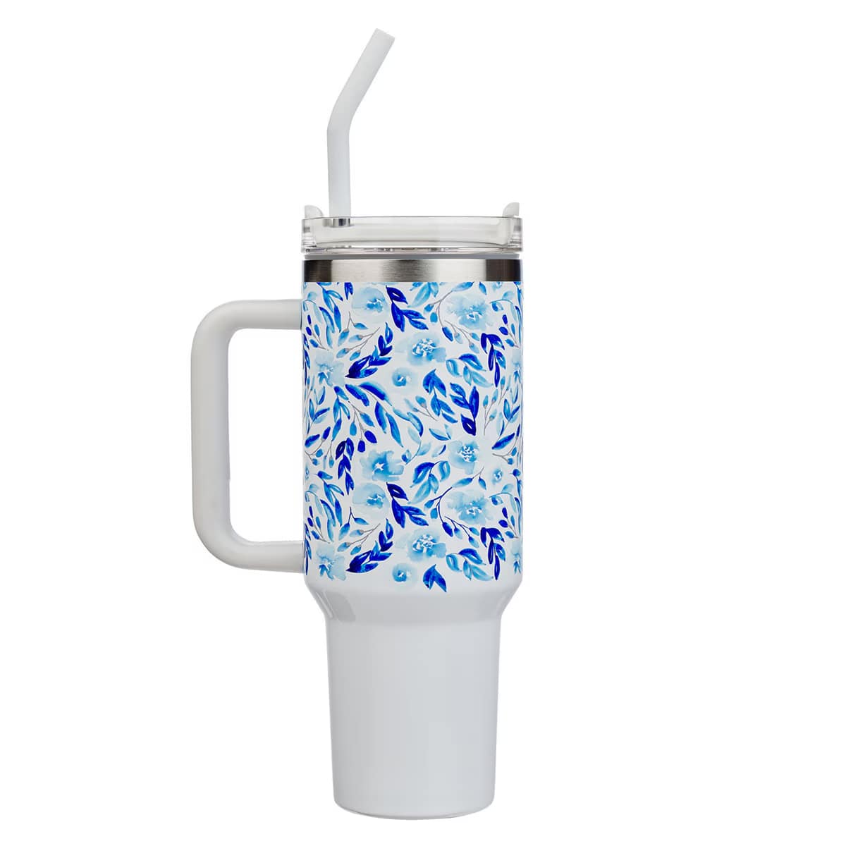 Tumbler with Straw Stainless Steel (1183 ml): Trust (Prov. 3:5), Blue Botany Collection