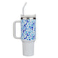 Tumbler with Straw Stainless Steel (1183 ml): Trust (Prov. 3:5), Blue Botany Collection