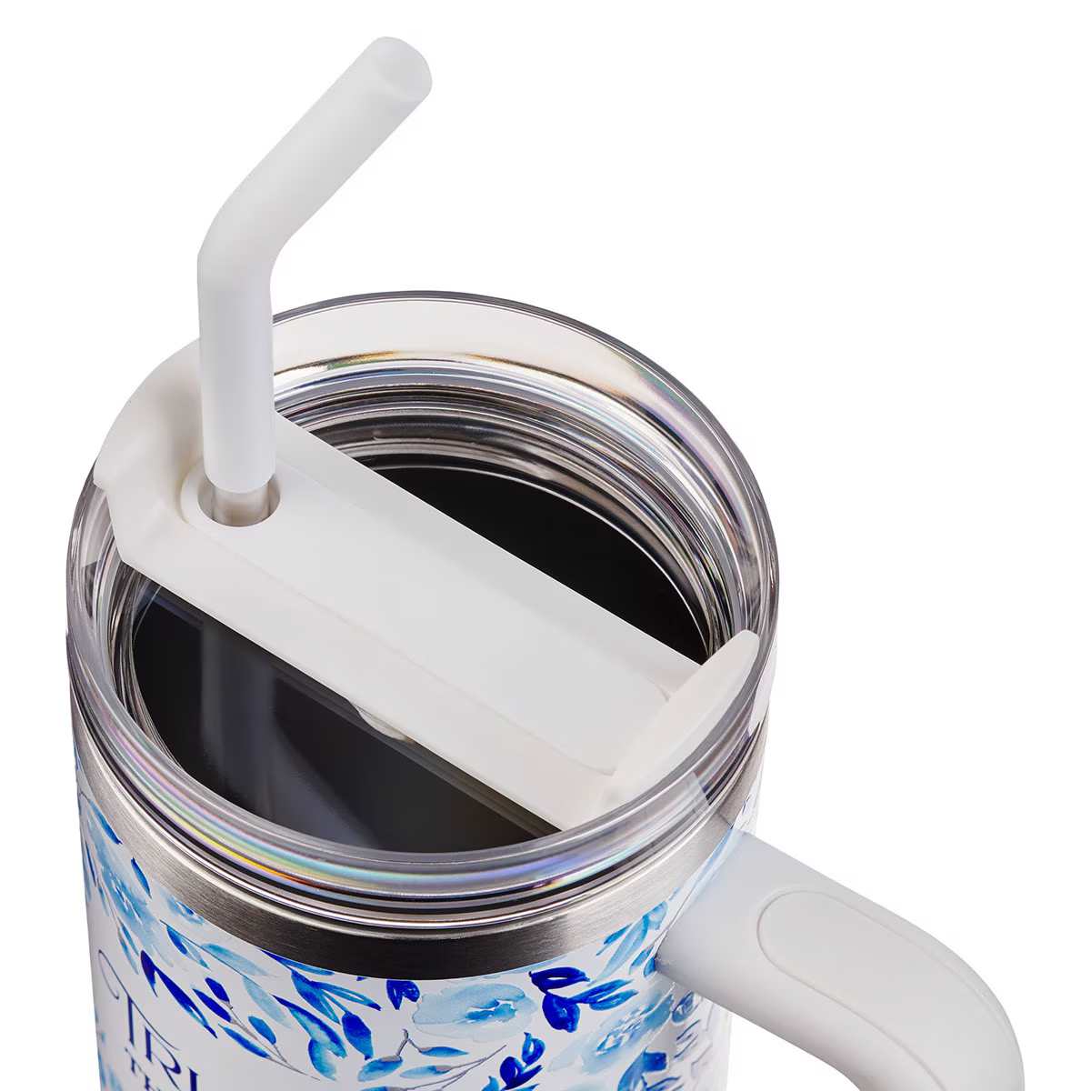 Tumbler with Straw Stainless Steel (1183 ml): Trust (Prov. 3:5), Blue Botany Collection