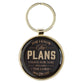 Metal Keyring in Tin: I Know the Plans (Jer. 29:11) Black (The Plans Charcoal Collection)