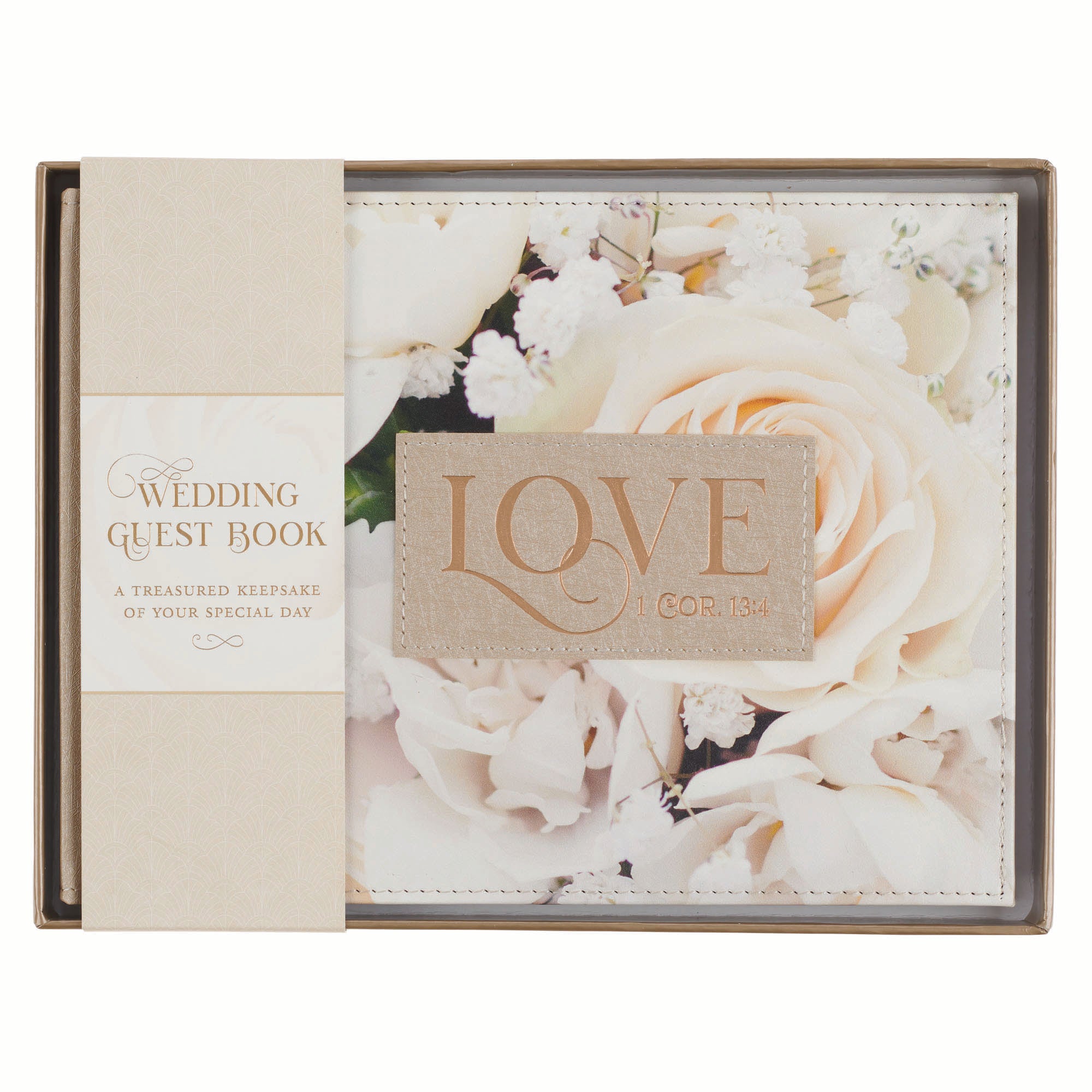 Guest Book: Love (1 Cor. 13:4) Floral (Ivory Love Collection)