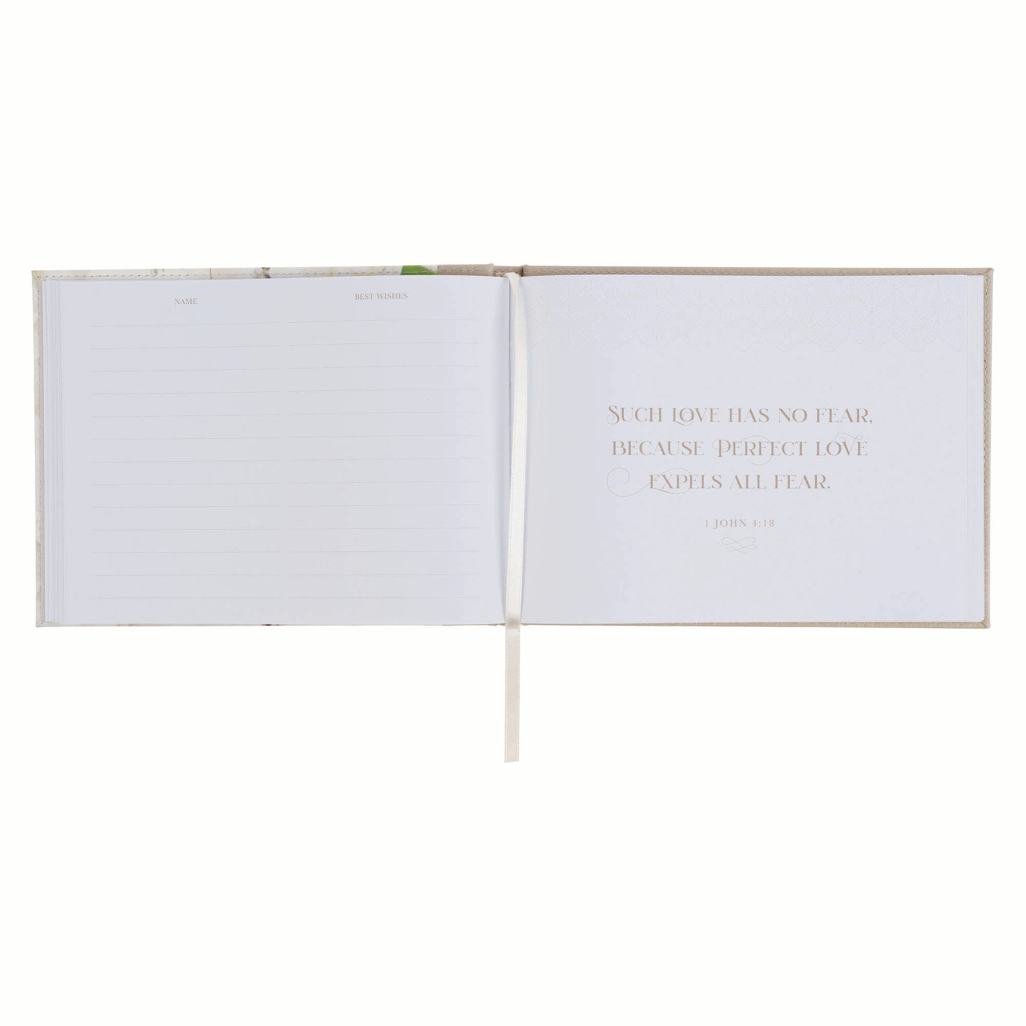 Guest Book: Love (1 Cor. 13:4) Floral (Ivory Love Collection)