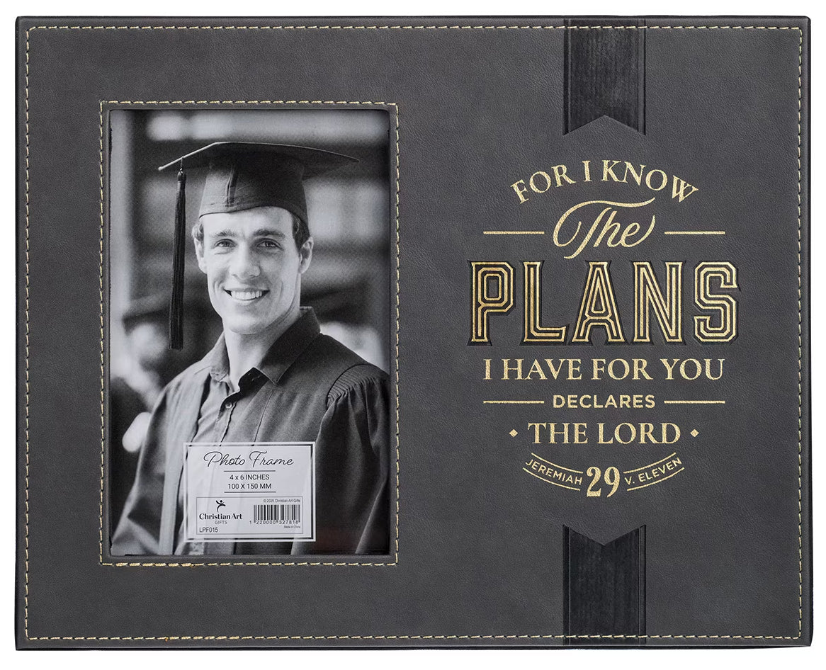 Photo Frame: For I Know the Plans I Have For You (Jer 29:11) Faux leather (The Plans Charcoal Collection)