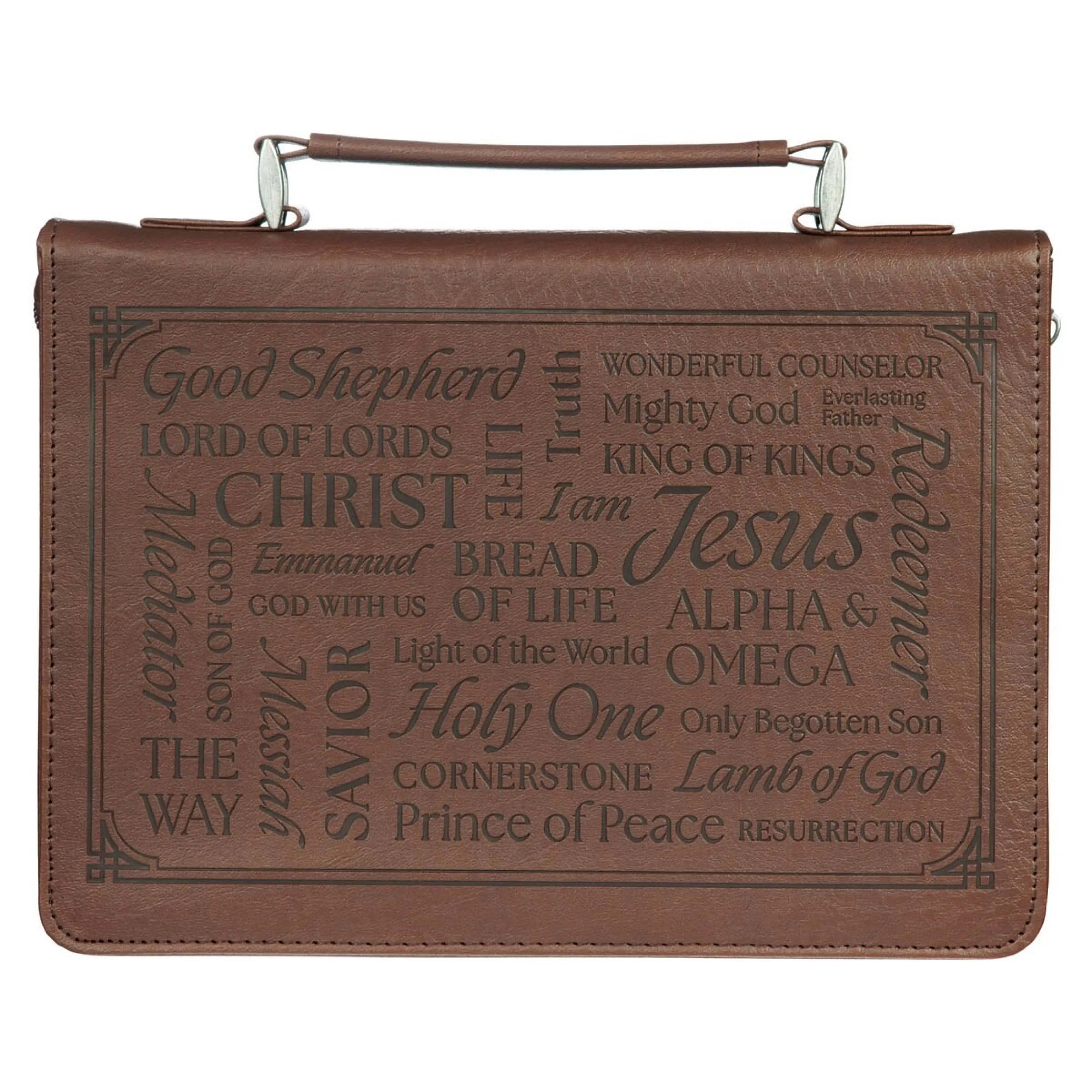 Bible Cover Extra Large: Names of Jesus (Isa. 9:6), Brown