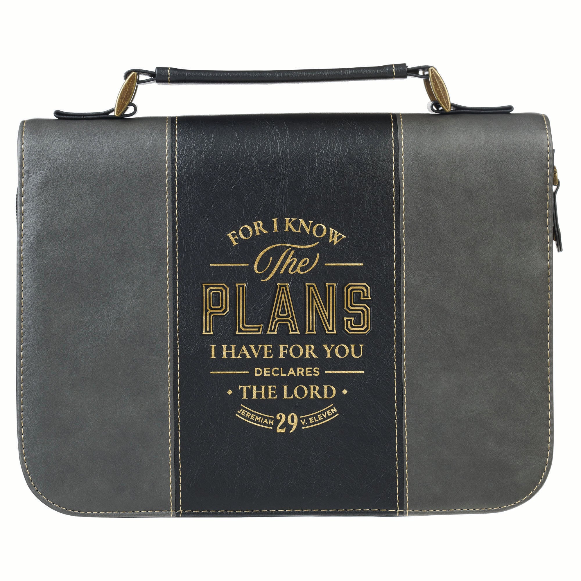 Bible Cover Extra Large: I Know the Plans (Jer. 29:11), Black/Gray (The Plans Charcoal Collection)