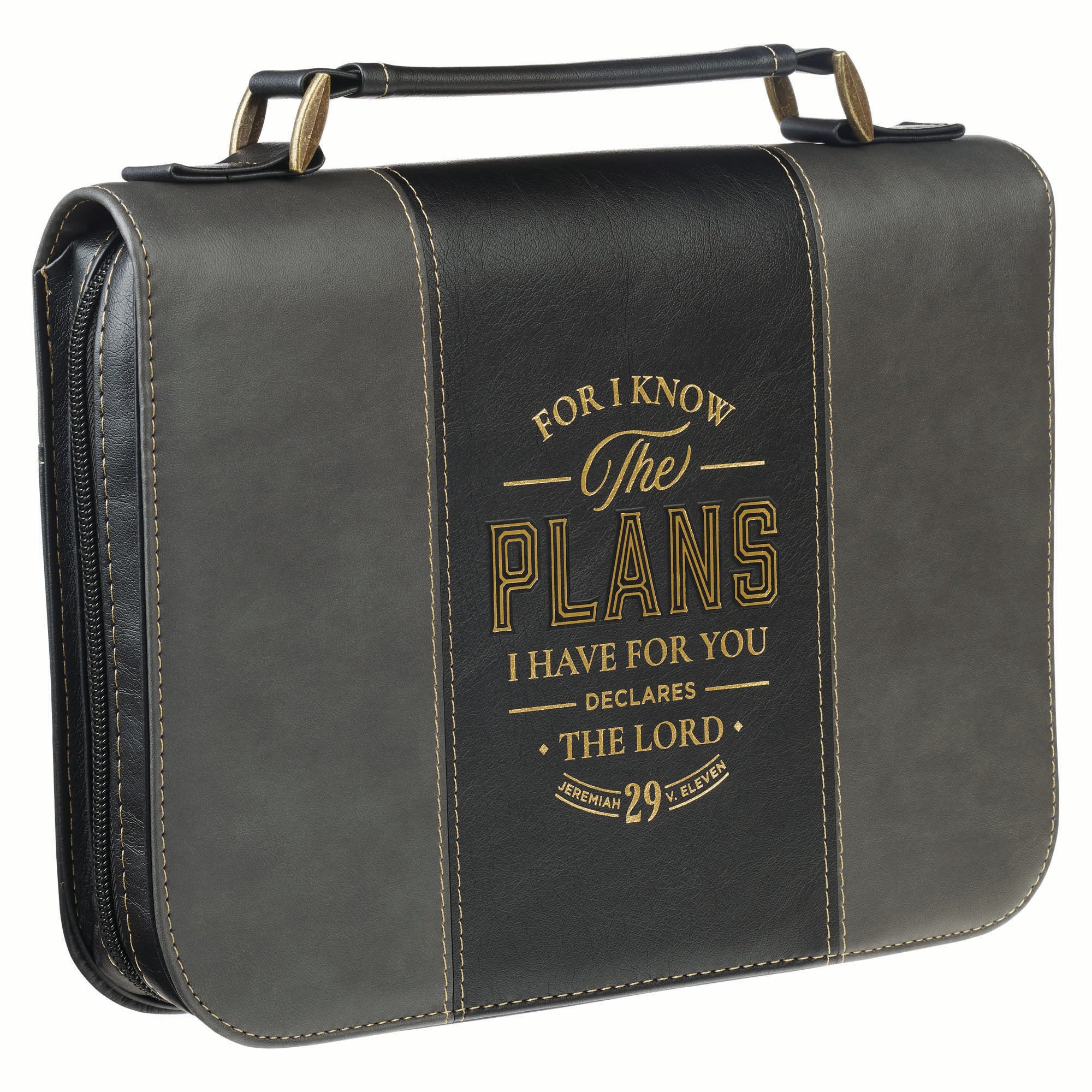 Bible Cover Extra Large: I Know the Plans (Jer. 29:11), Black/Gray (The Plans Charcoal Collection)