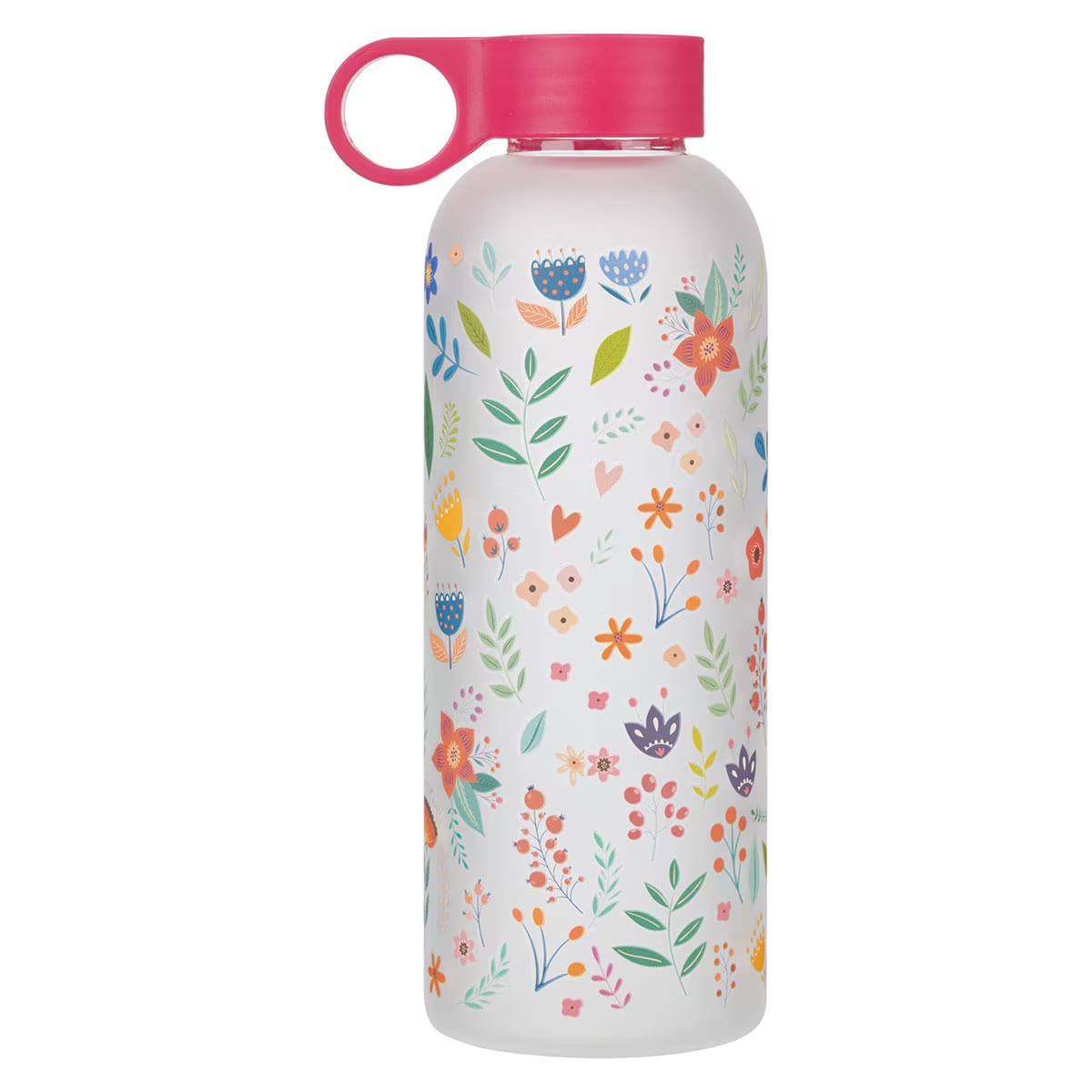 Water Bottle, Glass (562 ml): All Things, Phil. 4:13, Bright Pink easy-carry handle