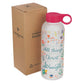 Water Bottle, Glass (562 ml): All Things, Phil. 4:13, Bright Pink easy-carry handle