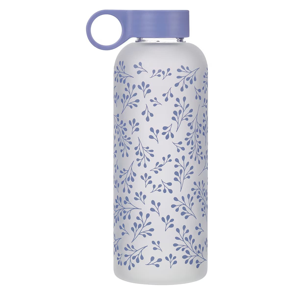 Water Bottle, Glass (562 ml): Saved by Grace, Eph. 2:8, Purple easy-carry handle