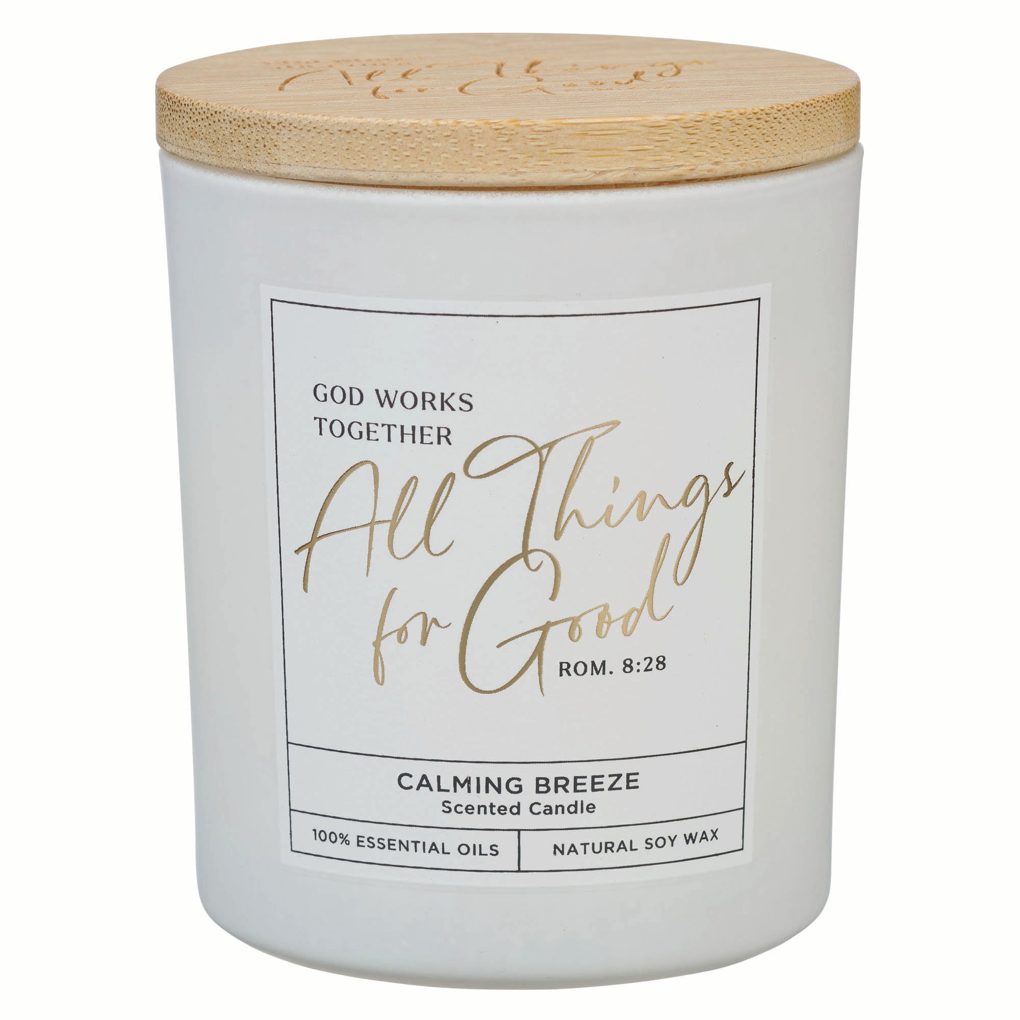 Glass Candle with Bamboo Lid: White God Works Rom. 828
