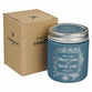 Candle in a Glass Jar with Metal Lid: Bless You and Keep You (Num. 6:24), Teal Blue, Honeycrisp Orange Scent (Teacher Appreciation Collection)
