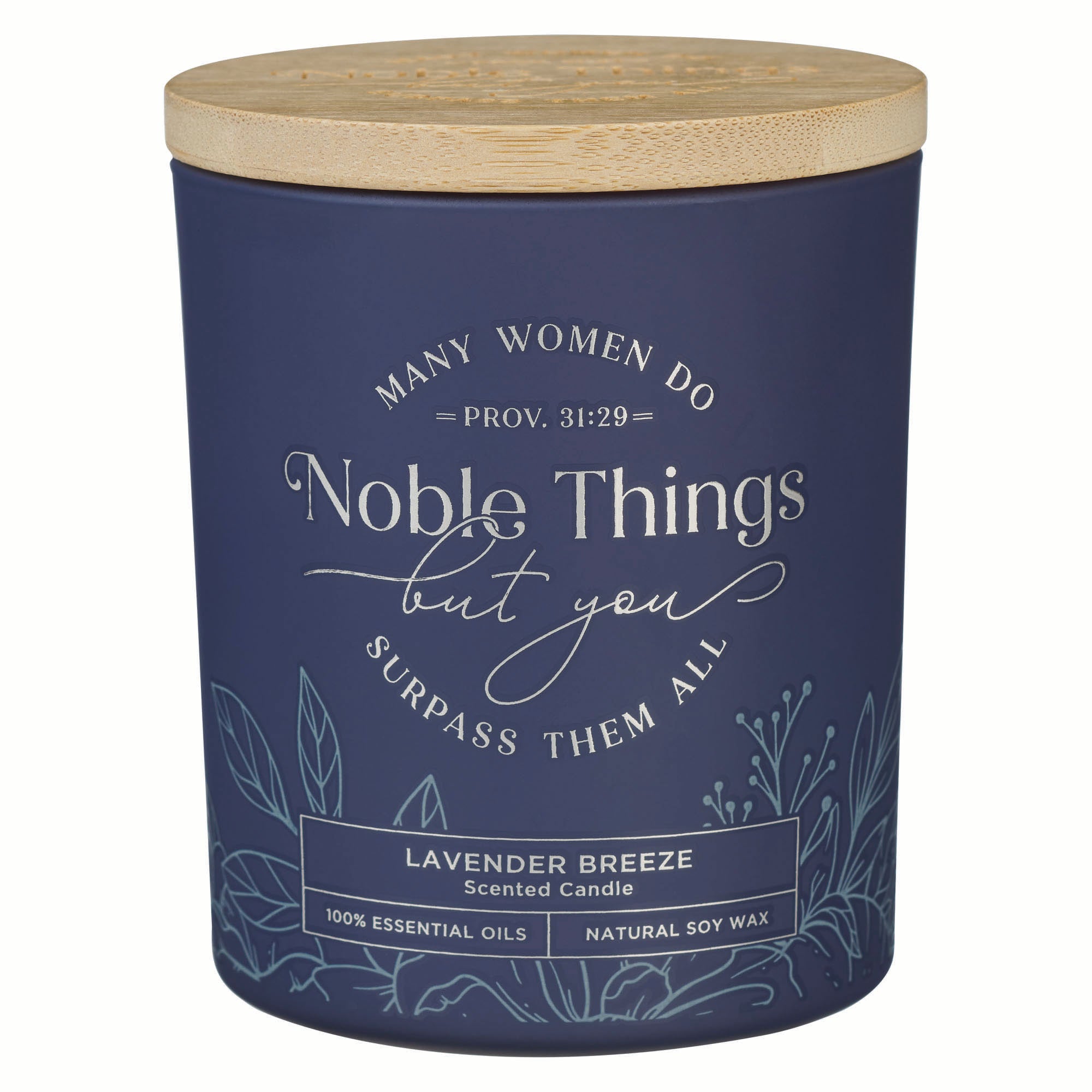 Glass Candle with Bamboo Lid: Blue Noble Things Prov. 3129