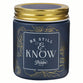 Candle in a Glass Jar with Metal Lid: Be Still & Know (Psalm 46:10), Navy, Nordic Seaside Scent (Serene Roses Collection)