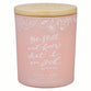 Glass Candle with Bamboo Lid: Pink Be Still Ps. 4610