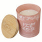 Glass Candle with Bamboo Lid: Pink Strength & Dignity Prov. 3125