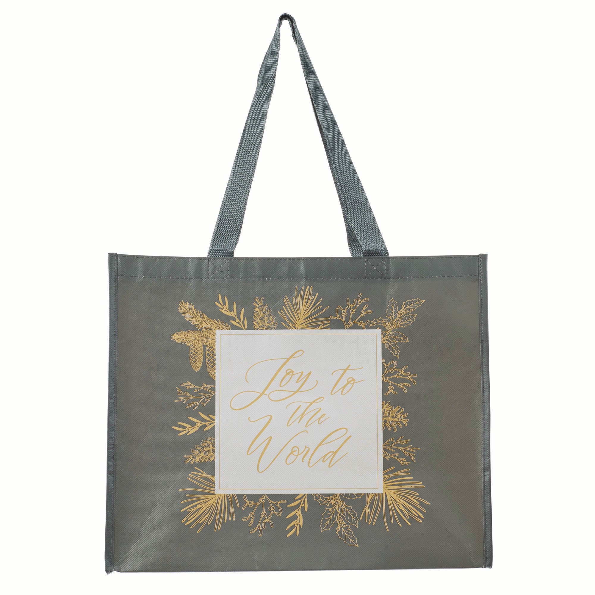 Christmas Reusable Tote Bag: Joy to the World, Pine Green