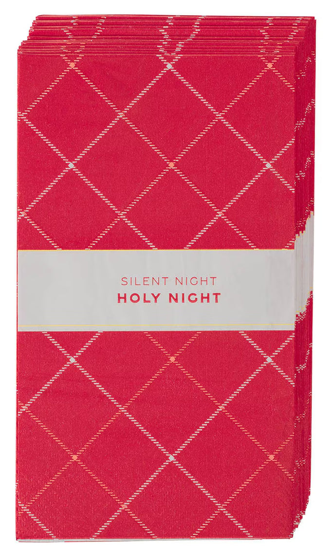 Christmas Paper Napkin (Set of 12): Silent Night, Red Plaid