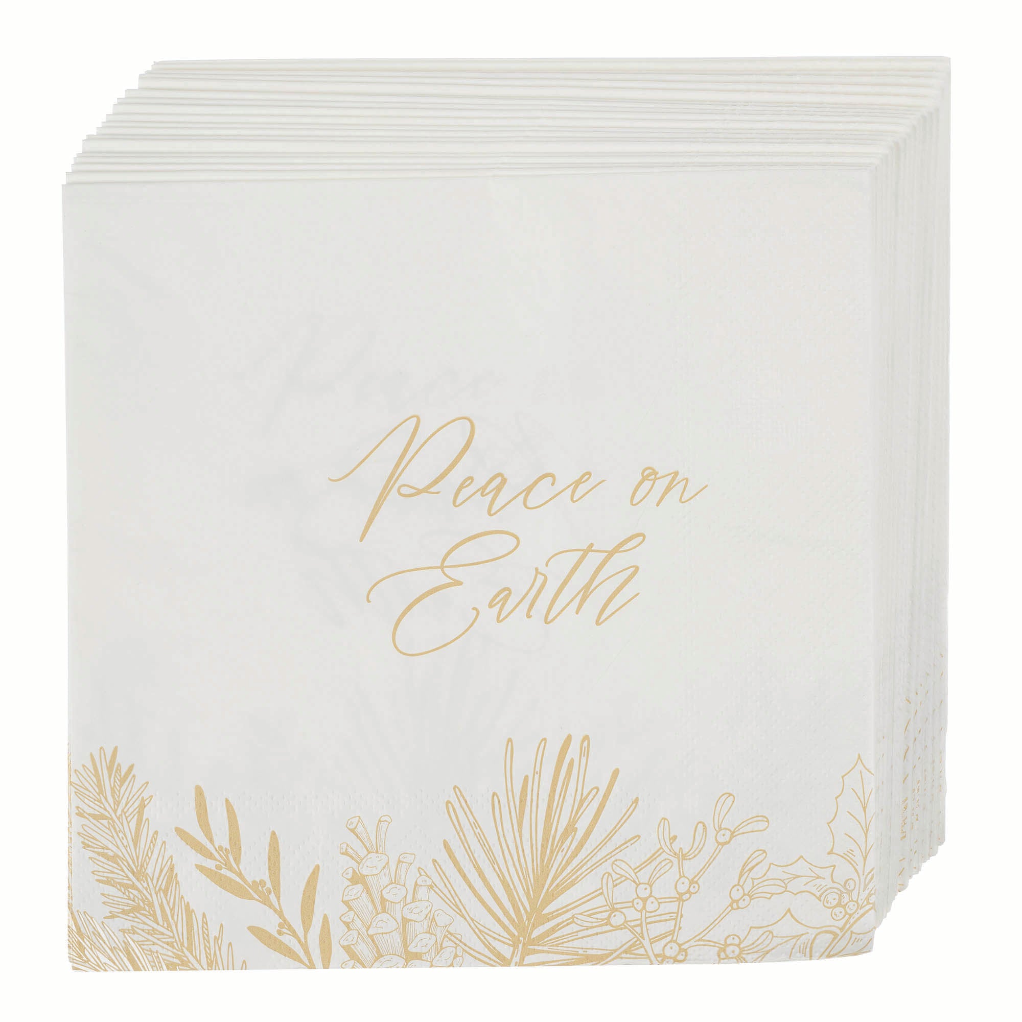 Christmas Paper Napkin (Set of 12): Peace on Earth, Golden Pine