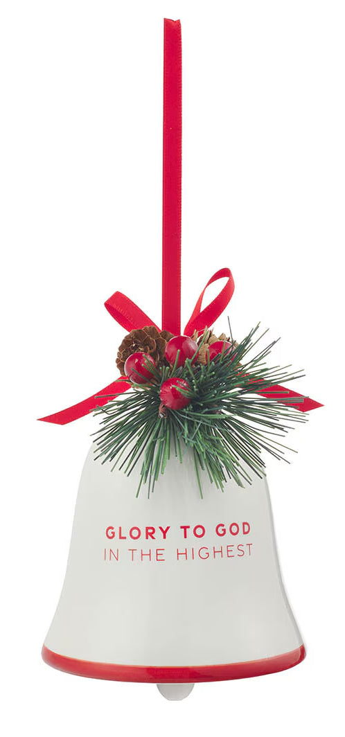 Christmas Ornament: Ceramic Bell, Glory to God